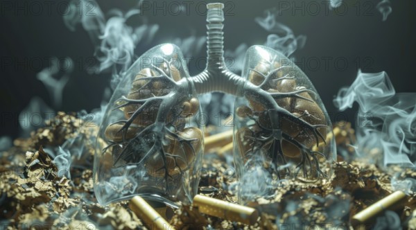 Smoker lungs. Effect of smoking on lungs and respiration. Unhealthy lifestyle., AI generated