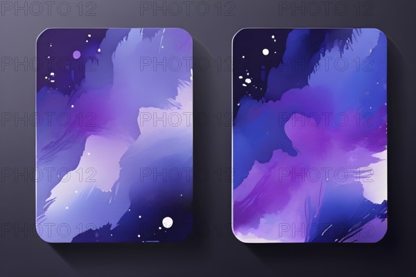 Purple vector colorful watercolor backgrounds for business card or flyer template, AI generated