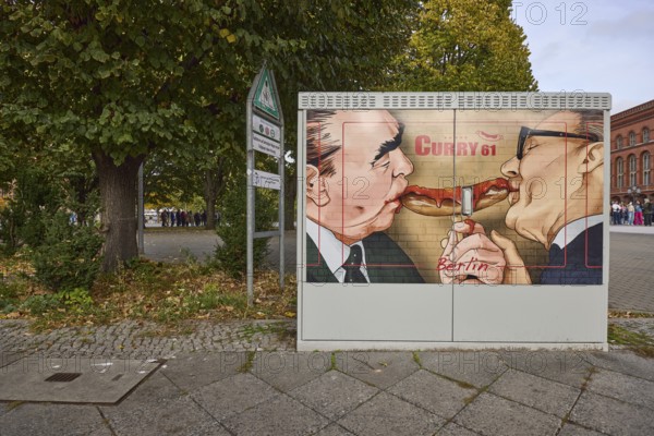 Advertising image on a distribution box, Currywurst Curry 61, Berlin, capital, independent city,