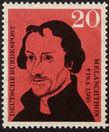 Philip Melanchthon (1497-1560) a German theologian, humanist and reformer. Portrait on a German