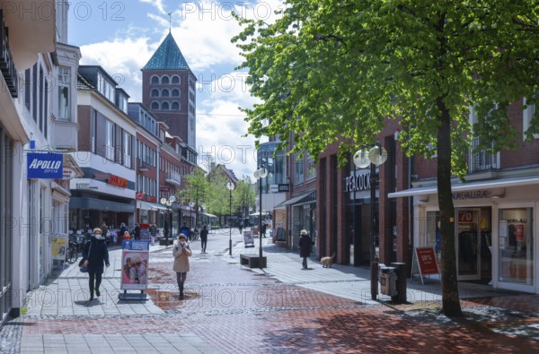 Coesfeld, North Rhine-Westphalia, Germany - Pedestrian zone in times of the corona pandemic,