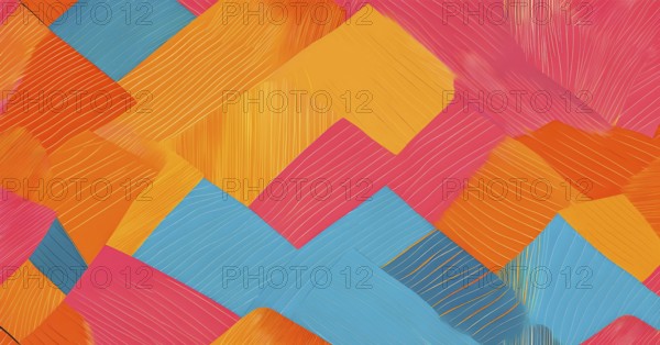 Vibrant patchwork of abstract shapes with pencil texture details, perfect for a variety of creative