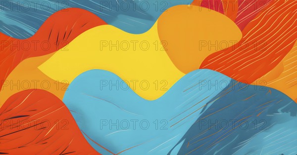 Vibrant patchwork of abstract shapes with pencil texture details, perfect for a variety of creative