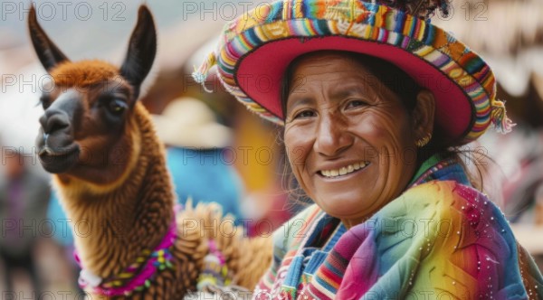 Indigenous peoples of Andes and South America in national clothes., AI generated