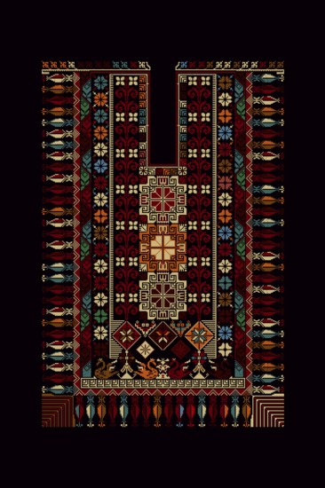 Embroidery vector Tatreez template, Palestinian fashion neck ornament