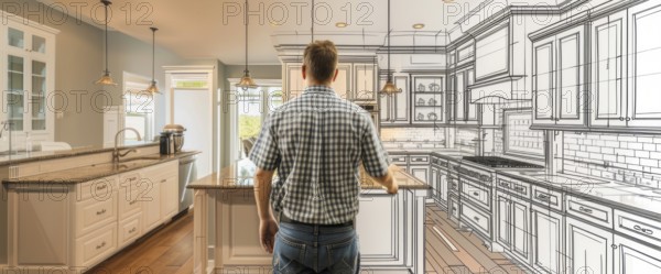 Home renovation. Architect thinking about construction drawings and home design., AI generated
