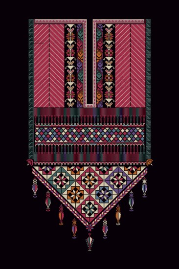 Embroidery vector Tatreez template, Palestinian fashion neck ornament