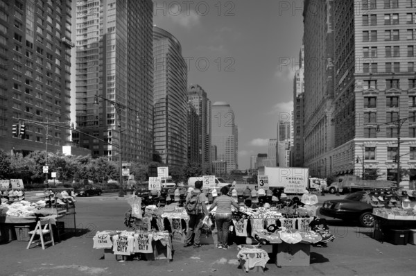 Sales stand for caps and T-shirts Downtown, New York City, USA, North America