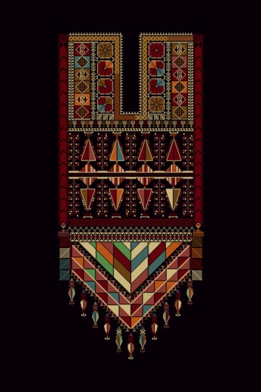 Embroidery vector Tatreez template, Palestinian fashion neck ornament