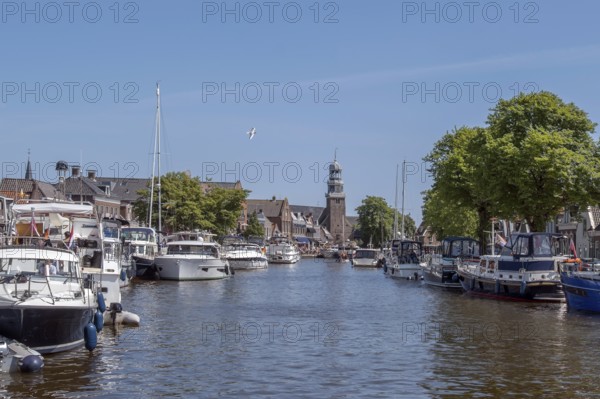 Main canal in Lemmer on the IJsselmeer, Lemsterland, province of Friesland, Netherlands