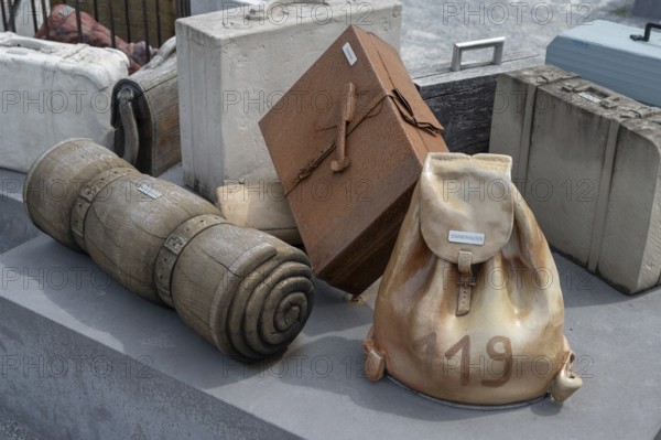 Detail of the memorial for deported Jews during the Nazi era at the DenkOrt Deportationen, 1941 to