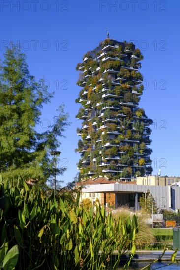 Bosco Verticale, twin tower, green tower block with trees and shrubs, high-rise buildings,