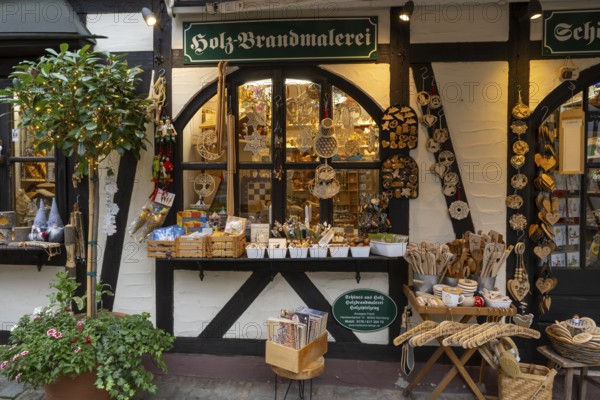 Shop with decorative items made of wood, Handwerkerhof am Königstor, Nuremberg, Middle Franconia,