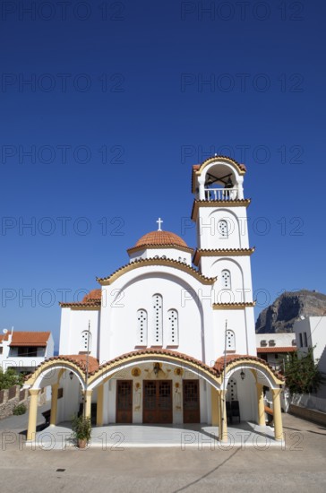 Church in the coastal town of Gefyra, behind the rock of Monemvasia, Monemvassia, Monemwassia,
