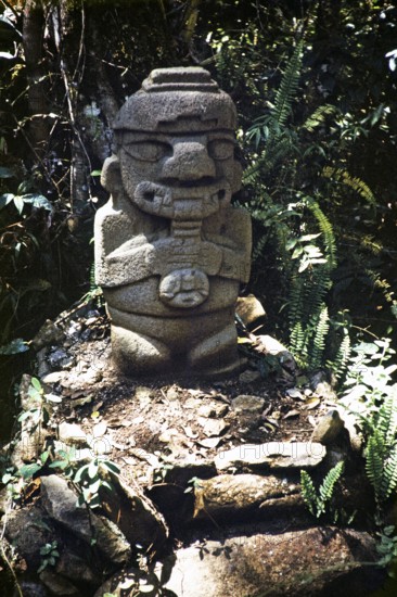 Stone megalith statue, Archaeological Park, San Agustin, Colombia, South America 1961, South