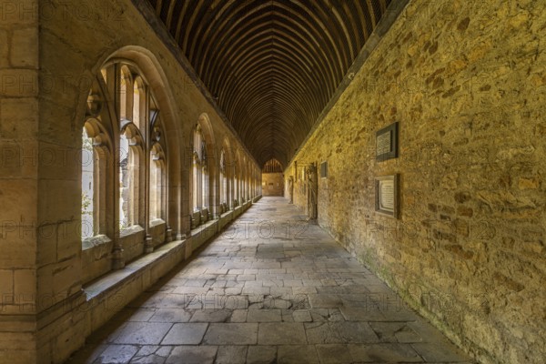 The cloisters of New College, University of Oxford, Oxfordshire, England, Great Britain