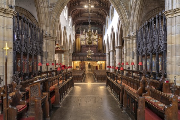 Interior of the Lancaster Priory or Priory Church of St Mary in Lancaster, Lancashire, England,