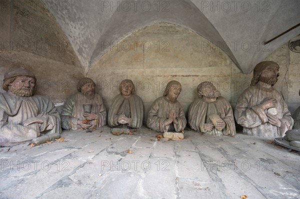 Detail of the figurative depiction of the Last Supper, Jesus with his twelve disciples, in an