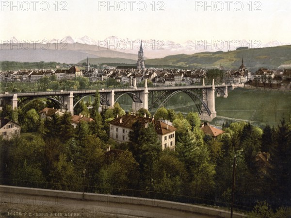 Die Alpen, Bern, Schweiz, Historic, digitally restored reproduction from a 19th century original,