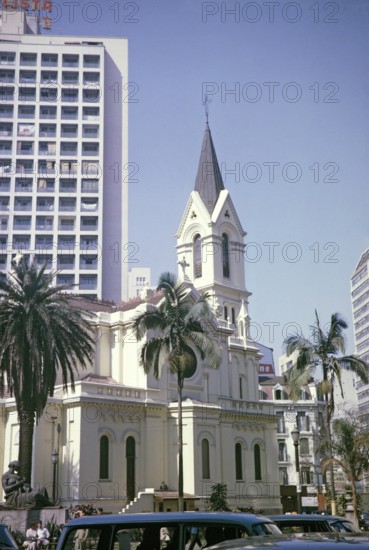 CBD buildings and streets in the city centre of Sao Paulo, Brazil, South America 1962 historic