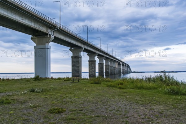 Atmospheric view of the Öland Bridge (Ölandsbron) in the evening light, which connects the mainland