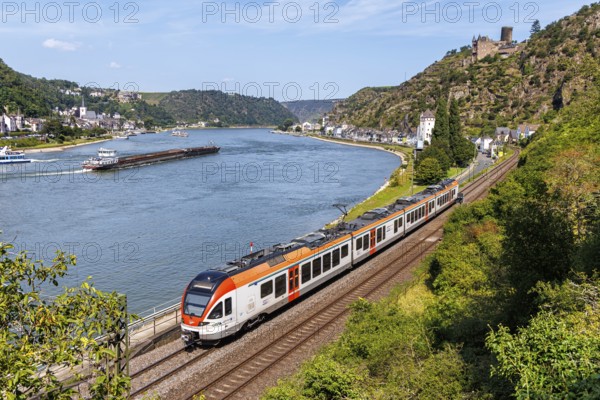 Regional train of the VIAS type Stadler Flirt in Sankt Goarshausen, Germany, Europe