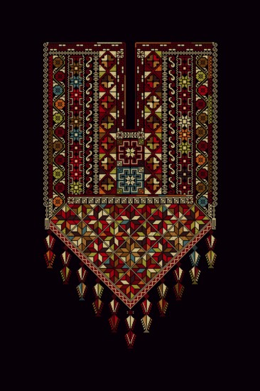 Embroidery vector Tatreez template, Palestinian fashion neck ornament
