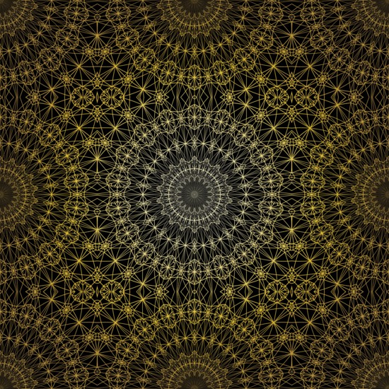Geometric gold lace seamless pattern. Arabic tile lattice vector background.