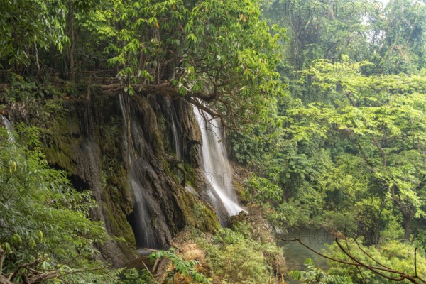 The multi-levelled Kuang Si waterfall near Luang Prabang, Laos, Asia
