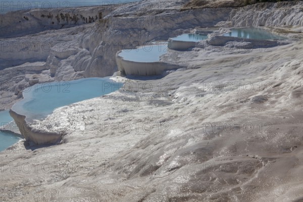 Sintered limestone terraces of Pamukkale, Pamukkale, Denizli province, Aegean region, Turkey, Asia