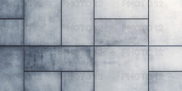 Banner with different sized gray square shaped tiles. Generative AI, AI generated