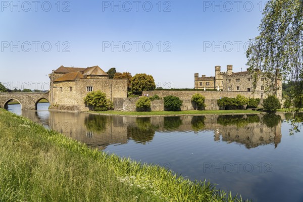 The moated castle of Leeds Castle near Maidstone, Kent, England, Great Britain