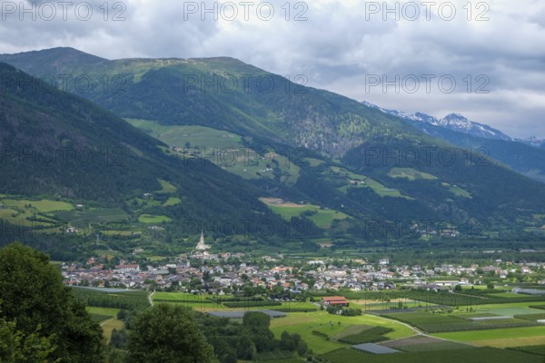 Prad am Stilfserjoch, Vinchgau, South Tyrol, Italy, Mountain landscape behind the village of Prad
