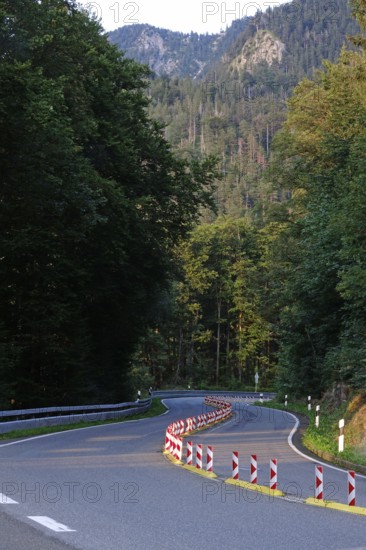 Kesselbergstraße, road between Kochelsee and Walchensee, August, Bavaria, Germany, Europe