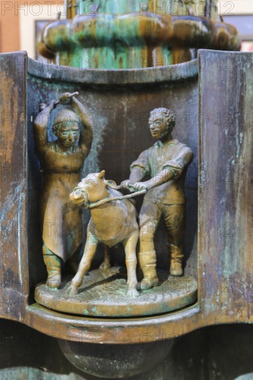 Guild fountain by the sculptor Bonifatius Stirnberg from 1983, guilds, guilds, craftsmen, cast