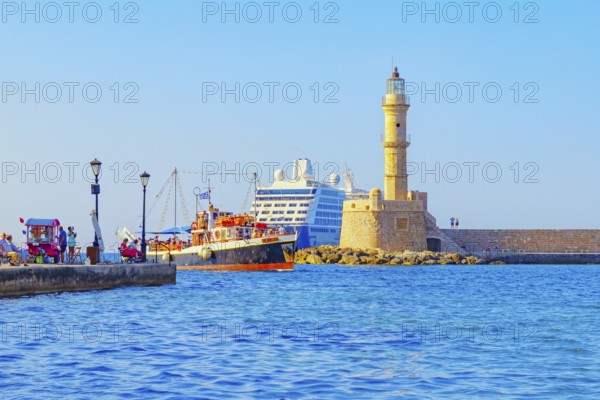 Venetian lighthouse, Chania, Crete, Greek Islands, Greece, Europe