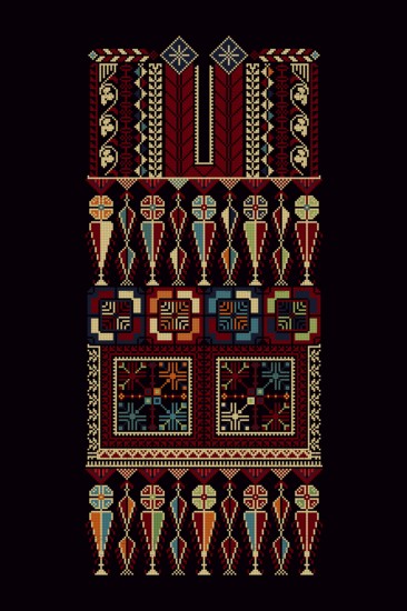 Embroidery vector Tatreez template, Palestinian fashion neck ornament