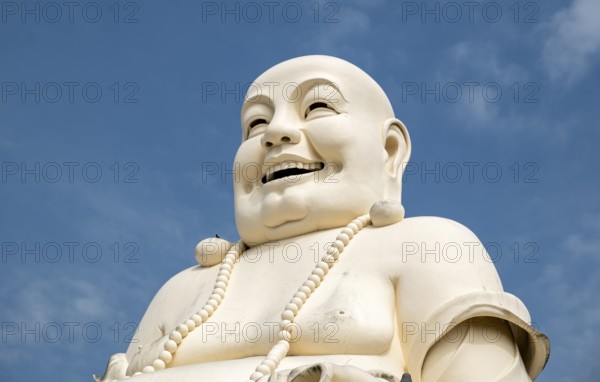 Statue of Budai - Laughing Buddha, Vinh Trang Temple, My Tho, Mekong Delta, Vietnam, Asia