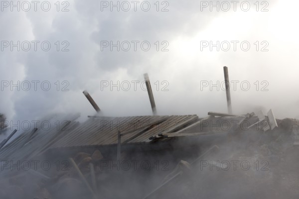 Steam evaporating of the ground at Gunnuhver, close to Reykjanes lighthouse. Gunnuhver is the heart