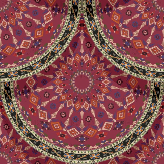 Seamless Latvian embroidery circular pattern, vector template for your design