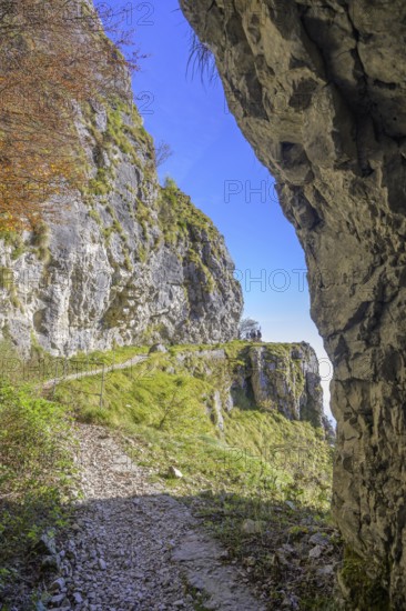 Meatte hiking trail leads along a war road from the First World War through many tunnels, Pieve del