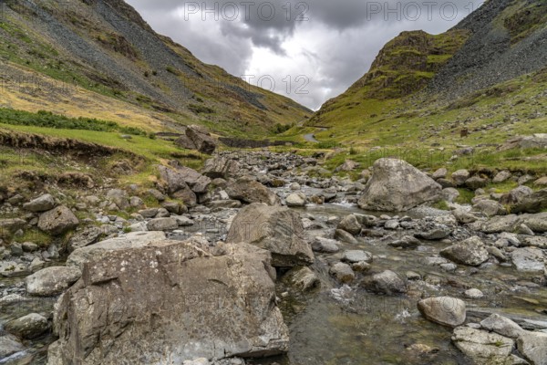 Rocks in the river at Honister Pass in the Lake District, England, Great Britain