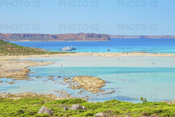 View of Balos bay, Gramvousa Peninsula, Chania, Crete, Greece, Europe