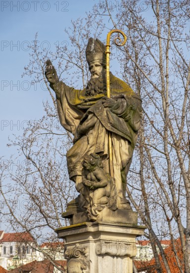 Statue of Augustine of Hippo, Charles Bridge, Prague - Praha, Czech Republic, Europe