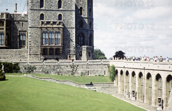 Gardens and historic buildings of Windsor Castle, Berkshire, England, UK, September 1959