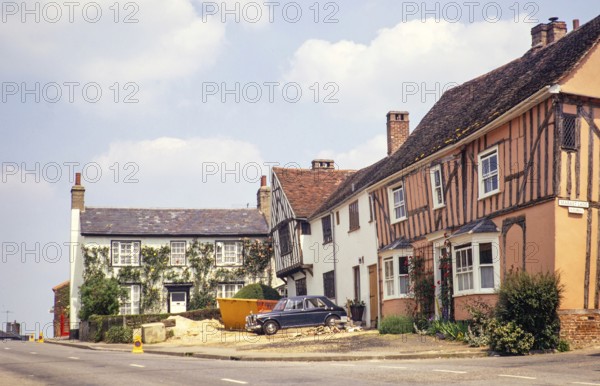 Historische mittelalterliche Gebäude, Lavenham, Suffolk, England, UK, Juli 1972