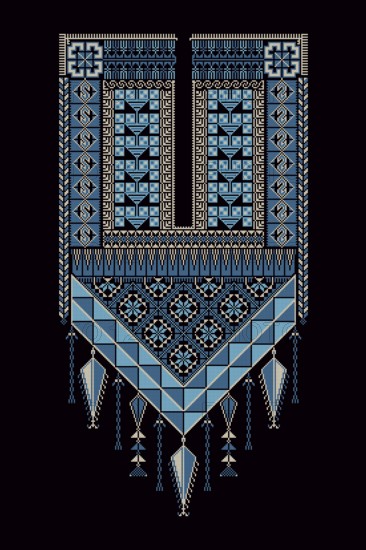 Embroidery vector Tatreez template, Palestinian fashion neck ornament