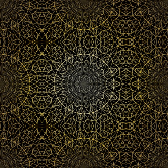 Geometric gold lace seamless pattern. Arabic tile lattice vector background.
