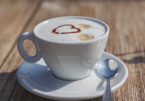 Cappuccino with a heart, North Rhine-Westphalia, Germany, Europe