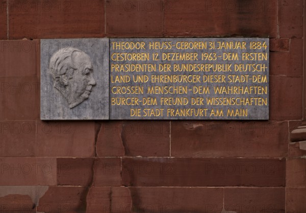 Memorial plaque and relief for Theodor Heuss, St Paul's Church, Paulsplatz, Frankfurt am Main,